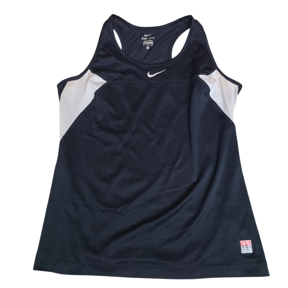 Nike Team Mesh Tank Top Womens XL Black Dri Fit Swoosh Sleeveless Racerback Logo